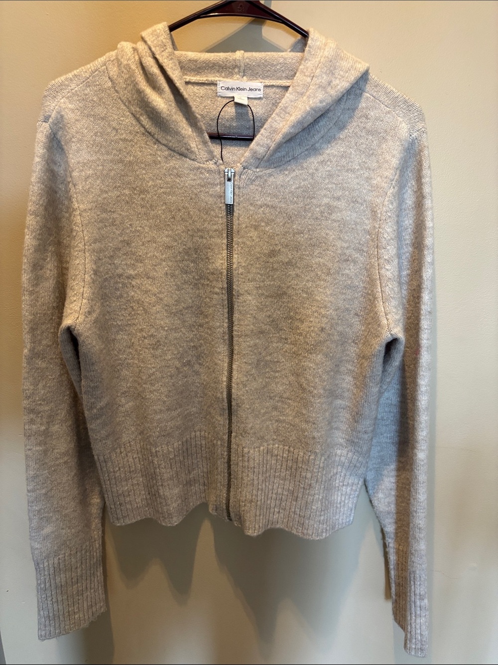 Calvin Klein Jeans Women's Light Heather Gray Zip Hoodie Cardigan